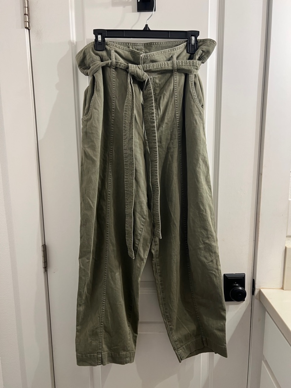 GAP Olive Green High-Waist Paperbag Wide-Leg Pants